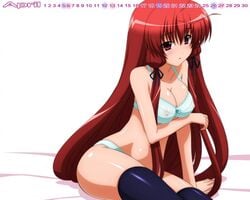 akari_himuro bra cleavage female long_hair night_wizard panties red_hair solo tagme thighhighs very_long_hair