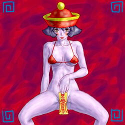 artist_request bikini bottomless bra breasts darkstalkers geung_si hsien_ko jiangshi lei-lei lei_lei small_breasts swimsuit tongue