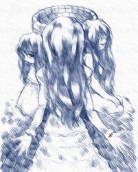 breasts clothing dress female female_only monochrome nipples nudity sideboob the_ring traditional_art tsumagomi_izumo well yamamura_sadako