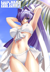 bikini hair_intakes mitsurugi_meiya muv-luv one_eye_covered sakura_ryuuken solo swimsuit