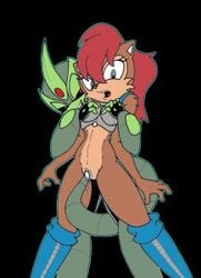 archie_comics chaos_croc green_eyes lowres mobian_(species) robot rodent sally_acorn sega sonic_(series) sonic_satam sonic_the_hedgehog_(archie) sonic_the_hedgehog_(comics) sonic_the_hedgehog_(series) straight_hair tagme tail