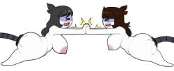 >_< 2girls ^^^ anal anal_object_insertion android ass black_eyes black_hair blunt_bangs borrowed_character bound_together breasts brown_hair cable cable_tail closed_eyes colored_skin commission completely_nude double_penetration electric_plug female from_side holding_hands huge_breasts interlocked_fingers jaiden jaiden_(jaiden_animations) jaiden_animations jaidenanimations jaidens_mom large_breasts long_hair multiple_girls nipples nude object_insertion open_mouth plump sex_machine sex_toy shaded_face simple_background sketch smile steca teeth thelazyart thick_thighs turn_pale white_background white_skin youtube youtuber youtuber_character youtuber_girl youtubers