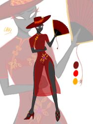 black_skin chinese_new_year red_outfit