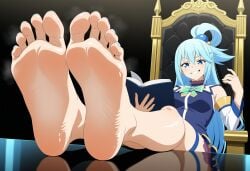 ai_generated aqua_(konosuba) blue_eyes blue_hair feet feet_focus female_domination femdom foot_fetish foot_focus kono_subarashii_sekai_ni_shukufuku_wo! sole_female soles soles_fetish toes