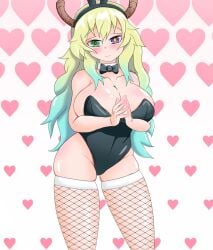 1girls 2d big_breasts big_thighs big_titties breasts bunny_girl bunny_girl_suit clothing curvaceous curvaceous_female curvaceous_figure curvy curvy_figure curvy_hips digital_media female female_only full_body fully_clothed hatzuhatzu looking_at_viewer lucoa lucoa_(maidragon) miss_kobayashi's_dragon_maid multicolored_hair quetzalcoatl_(dragon_maid) solo thick_thighs thigh_highs thighhighs