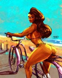 2d bicycle bikini brazilian brazilian_female brown_skin brown_skinned_female capcom female female_focus female_only ibdinosaur laura_matsuda micro_bikini street_fighter tagme