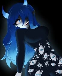 big_breasts big_butt big_thighs big_titties blue_hair clothing curvaceous curvaceous_female curvaceous_figure curvy curvy_figure curvy_hips demon_girl female female_focus female_only hatzuhatzu long_hair looking_at_viewer original original_character
