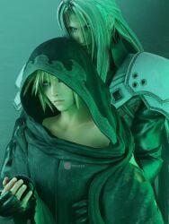 2boys blonde_hair blue_eyes cloud_strife final_fantasy final_fantasy_vii gay male sephiroth white_skin