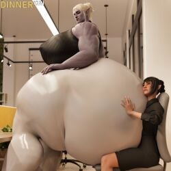 2girls ass ass_bigger_than_body ass_bigger_than_head ass_bigger_than_torso baldur's_gate_3 dinner-kun fat_ass giantess hyper hyper_ass hyper_breasts hyper_thighs long_hair massive_ass mini_giantess minthara shadowheart sitting_on_lap sitting_on_person taller_female taller_girl thick_thighs