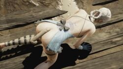 16:9 16:9_aspect_ratio 1boy1girl 1girl1boy 3d all_fours bare_shoulders cum cum_on_back cum_on_body cum_on_legs female_focus kaine_(nier) light-skinned light-skinned_female light_skin nier nier:_automata nier_(series) outdoors partially_clothed penis penis_tip semen semen_on_back semen_on_body semen_on_legs shoulders testicles transparent_male video_game video_game_character video_game_franchise white_hair