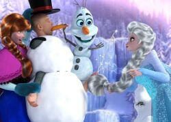 anna_(frozen) elsa_(frozen) fur_gloves hairjob hairjob_heaven olaf_(frozen)