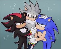 3boys anthro dominant_male domino_mask franticfoe_(artist) gay hedgehog hugging male male/male male_only polyamory shadow_the_hedgehog silver_the_hedgehog sonic_(series) sonic_the_hedgehog sonic_the_hedgehog_(series) submissive_anthro submissive_male suggestive suggestive_look suggestive_pose trio wholesome