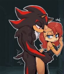 ai_generated bonsoirdude clothed_sex doggy_style king_shadow married_couple queen_sally_acorn sally_acorn sex shadow_the_hedgehog sonic_(series)