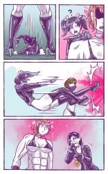 1femboy belly.a.seleme bikini comic female femboy hitting latex male mind_control question_mark smiling tagme