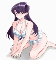 big_breasts big_thighs big_titties bikini breasts curvaceous curvaceous_female curvaceous_figure curvy female female_focus female_only hatzuhatzu komi-san_wa_komyushou_desu komi_can't_communicate komi_shouko long_hair looking_at_viewer no_mouth purple_eyes purple_hair