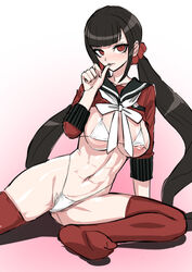 akizora danganronpa female female_only hairy_pussy harukawa_maki pubic_hair smooth_skin tagme white_bikini