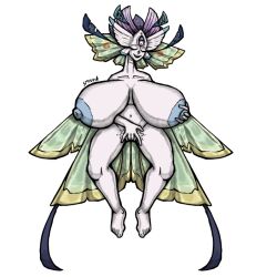 boobs_play clothing_cutout demon demon_girl dryad ekka ekka_(monster_train) female hybrid hyper_boobs masturbation monster_train tagme tagme_(artist)
