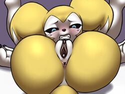 2019 4:3 anus ass blush clitoris digimon digimon_(species) fan_character female furball impmon pussy renamon renimpmon solo