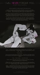 2girls anal anal_fingering ass black_hair blonde_hair english_text female/female female_only femdom femsub incase interracial interracial_yuri latina latina_female lesbian_domination light-skinned_female light_skin long_hair monochrome multiple_girls no_panties pussy sheet_grab spot_color story story_at_source text text_focus torn_pantyhose yuri yuri