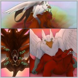 ambiguous_gender andromorph animal_genitalia avian balls buck_(cormac) cinos_ruddertail cormac_(artist) cuntboy dragon duo european_mythology feral genital_slit genitals greek_mythology hi_res hippogriff intersex intersex/male kaz_(thegrandpuppeteer) looking_pleasured male male/male mythological_avian mythological_creature mythological_scalie mythology penetration penis pussy scalie sex slit_penetration slit_play spread_slit