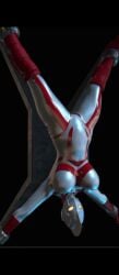 astro_mady bondage cuffed cuffs hanging_breasts heroine jiggling_breasts peril restrained struggling superheroine tete ultraman_(franchise) ultrawoman ultrawoman_grigio upside-down upside-down