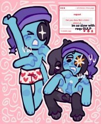 2boys astro_(dandy's_world) blot_(dandy's_world) dandy's_world drooling gloves heart_boxers male request sparkle strawpage_request velvetwaxx yaoi yawn