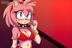 2d 2d_(artwork) 2d_artwork ai_art ai_generated amy_rose bare_arms bare_legs bare_midriff bare_shoulders bare_thighs belly_button bikini bikini_top black_collar black_spiked_collar blue_ear_piercing blue_ear_ring blue_earring blue_earrings blush blush_lines bracelet chain_leash chained chained_collar chained_up chains cleavage collar ear_piercing ear_ring earring earrings eyelashes gold_(metal) gold_bracelets gold_jewelry golden_bracelets green_eyes hairband hedgehog hedgehog_ears hedgehog_girl hedgehog_humanoid hedgehog_nose hedgehog_tail hourglass_figure hourglass_figured_female leash leash_and_collar leash_pull leashed_collar leashed_female loincloth metal_collar midriff mobian mobian_(species) mobian_hedgehog mobians.ai navel pink_fur pink_hair pink_quills red_bikini red_bikini_top red_hairband red_loincloth short_hair slave slave_bikini slave_collar slave_outfit slavegirl small_boobs small_breasts sonic_(series) sonic_the_hedgehog_(series) spiked_collar sweat sweatdrop sweating sweating_breasts sweating_female sweaty sweaty_body sweaty_breasts sweaty_butt sweaty_legs sweaty_thighs