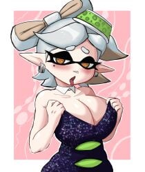 1girls big_ass big_breasts big_butt big_thighs big_titties breasts curvaceous curvaceous_female curvaceous_figure female female_only fully_clothed hatzuhatzu inkling looking_at_viewer marie_(splatoon) nintendo solo splatoon splatoon_(series) white_hair yellow_eyes