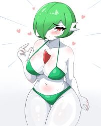 big_breasts big_titties bikini breasts curvaceous curvaceous_female curvaceous_figure curvy curvy_figure curvy_hips female female_focus female_only game_freak gardevoir green_hair hatzuhatzu looking_at_viewer nintendo pokemon pokemon_(species) red_eyes white_skin