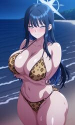 1girls ai_generated bikini blue_archive breasts female female_focus female_only large_breasts light-skinned_female light_skin looking_at_viewer saori_(blue_archive) saori_joumae shiny_skin skirt solo swimsuit thick_thighs thighs wet wide_hips yuukiai