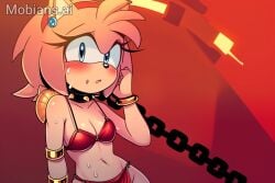 2d 2d_(artwork) 2d_artwork ai_art ai_generated amy_rose bare_arms bare_legs bare_midriff bare_shoulders bare_thighs belly_button bikini bikini_top black_collar black_spiked_collar blue_ear_piercing blue_ear_ring blue_earring blue_earrings blush blush_lines bracelet chain_leash chained chained_collar chained_up chains cleavage collar ear_piercing ear_ring earring earrings eyelashes gold_(metal) gold_bracelets gold_jewelry golden_bracelets green_eyes hairband hedgehog hedgehog_ears hedgehog_girl hedgehog_humanoid hedgehog_nose hedgehog_tail hourglass_figure hourglass_figured_female leash leash_and_collar leash_pull leashed_collar leashed_female loincloth metal_collar midriff mobian mobian_(species) mobian_hedgehog mobians.ai navel pink_fur pink_hair pink_quills red_bikini red_bikini_top red_hairband red_loincloth short_hair slave slave_bikini slave_collar slave_outfit slavegirl small_boobs small_breasts sonic_(series) sonic_the_hedgehog_(series) spiked_collar sweat sweatdrop sweating sweating_breasts sweating_female sweaty sweaty_body sweaty_breasts sweaty_butt sweaty_legs sweaty_thighs