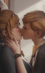 2girls blushing embarrassed female female_only fugtrup kate_marsh kissing life_is_strange seductive sensual suprised victoria_chase yuri