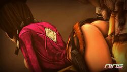 1girls 3d animated bent_over borderlands borderlands_2 female mad_moxxi male ninssfm psycho_(borderlands) rough_sex sound sound_edit tagme video