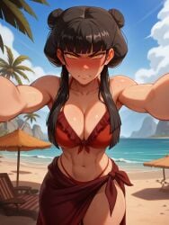 ai_generated avatar_the_last_airbender bikini double_bun female female_focus female_only goth goth_girl gothic hairbun mai_(avatar) noblewoman solo solo_female solo_focus
