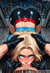 1boy :>= ai_generated all_fours ass bangs bent_over black_gloves blonde_hair blue_eyes blue_shirt blush bodysuit breasts building city cityscape clothing courtney_whitmore dc dc_comics deepthroat english_language english_text fellatio female female footwear glaring gloves gwendolyn_maxine_stacy hands_on_another's_head head_grab heart huge_ass irrumatio jousneystudio justice_league large_ass large_breasts large_penis light-skinned_female lips long_hair looking_at_viewer makeup male night oral original penis pov_crotch saliva sex shiny_skin shorts skin_tight skyscraper solo_focus spider-gwen spider-man_(series) stargirl straight superhero sweat text thick_thighs thighs tight top-down_bottom-up veins veiny_penis
