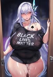 1girls after_sex after_vaginal ai_generated ass black_clothing black_shirt breasts cheating cheating_girlfriend cock cum cum_in_pussy cum_inside curvy female genshin_impact large_ass lipstick long_hair pubes qos qos_tattoo queen_of_spades red_eyes sex skirk_(genshin_impact) solo sweat sweaty thick_ass thick_thighs tight_clothing white_hair zenndiagram