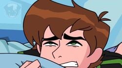 animated ben_10_omniverse ben_tennyson bottomless brown_hair clenched_teeth edit edited green_eyes implied_anilingus implied_rimming luckylui on_bed pillow_hug sound tagme toony video yaoi young