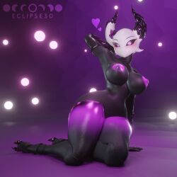 1girls 3d 3d_(artwork) 3d_model 3d_render arthropod arthropod_humanoid black_body eclipse3d eclipta(eclipse3d) female female_focus female_only hollow_knight insect_girl naked naked_female nude nude_female oc original_character posing purple_eyes purple_nipples video_games