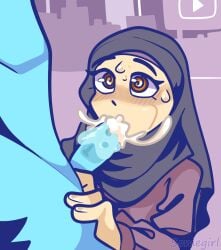 4chan blowjob bodily_fluids cum cum_in_mouth cum_inside dakara_ma_(character) drawfag female muslim muslim_female request requested semen youtuber