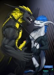 abs angry anthro areola assertive assertive_anthro assertive_female balls bared_teeth belly big_hands blue_eyes bodily_fluids bondage_harness boots brat_taming breasts cheek_horns chin_horn christa_(rebeldragon101) claws cleavage clothed clothed_anthro clothed_female clothing clothing_pull collar d-ring dominant dominant_female dragon dress dripping duo ear_piercing ear_ring elegant_dress erection ernesto_(rebeldragon101) exposed_breasts eye_contact facial_horn fancy_dress fangs fangs_bared female flexing flexing_bicep footwear forced foreskin forked_tongue genital_fluids genitals glans gold_(metal) gold_jewelry grip gripping_penis guiding hair harness harness_ring hesitant hi_res holding_leash holding_object holding_penis horn jewelry knee_boots knee_highs larger_male leash leash_pull leashed_collar leather leather_harness leather_strap legwear long_ears long_hair looking_at_another looking_down looking_pleasured male male/female mane mane_hair medium_breasts mohawk muscular muscular_anthro muscular_female muscular_male mythological_creature mythological_scalie mythology navel nipple_slip nipples open_front_dress open_mouth partially_clothed partially_clothed_anthro partially_clothed_male pecs penis piercing precum precum_drip red_eyes ring ring_(jewelry) ring_piercing scalie seductive shoes side_boob size_difference smile smiling_at_another smiling_at_partner spikes straps submissive submissive_male tail teeth teeth_showing text thick_tail thick_thighs tight_clothing tight_foreskin todex tongue url vein veiny_penis