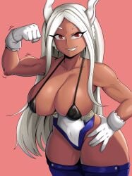 big_breasts big_butt big_thighs big_titties boku_no_hero_academia breasts brown_skin bunny bunny_ears bunny_girl clothing curvaceous curvaceous_female curvaceous_figure curvy curvy_figure curvy_hips dark-skinned_female female female_focus female_only gym gym_clothing hatzuhatzu long_hair looking_at_viewer mirko miruko my_hero_academia red_eyes rumi_usagiyama strong strong_female underwear usagiyama_rumi white_hair