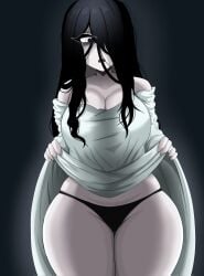 2d big_breasts big_thighs big_titties breasts clothing curvaceous curvaceous_female curvaceous_figure curvy curvy_figure curvy_hips female female_focus female_only ghost_girl grey_skin hatzuhatzu looking_at_viewer red_eyes rubber sadako_yamamura the_ring underwear yamamura_sadako