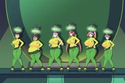 absurdres big_breasts blush bodysuit brain_injection breasts chicken_pose chubby chubby_female dancing dlobo777 expressionless female_only femsub glasses glowing glowing_eyes green_eyes hajimete_no_gal helmet huge_breasts hypnosis hypnotic_accessory jasminka_antoneko jimmy_neutron_(series) kandagawa_jet_girls kuromaru_manpuku large_breasts little_witch_academia martha_wheezer multiple_girls multiple_subs nene_fujinoki open_mouth overweight poultra_egg sasha_vortex tech_control uzaki-chan_wa_asobitai! uzaki_hana yolkian
