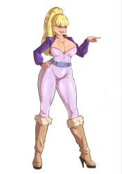 1girls 2d 2d_(artwork) 2d_artwork banjabu belt big_ass big_breasts blonde_female blonde_hair disney disney_xd edit edited female gravity_falls green_eyes hand_on_hip hi_res high_boots highres hoop_earrings hourglass_figure pacifica_northwest ponytail tagme thick_thighs wide_hips