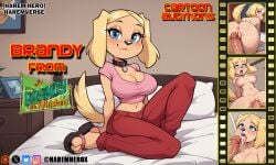 1boy 1girls ai_art ai_generated anthro anus ass big_breasts blowjob blue_eyes brandy_and_mr._whiskers brandy_harrington breasts canine casting_couch cum cum_in_pussy cum_inside cum_on_breasts cum_on_face disney english_text fellatio female female_on_human full_nelson harem human human_on_anthro leg_lift looking_at_viewer looking_back male male_on_anthro missionary_position nipples oral paizuri penis pov pussy sideways_standing_congress smile straight text the_harem_hero titjob vaginal_penetration