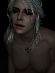 3d astronoex breasts cd_projekt_red ciri closed_eyes completely_nude female freckles light-skinned_female mascara necklace nipples nude piercing solo solo_female the_witcher_(series) the_witcher_3:_wild_hunt white_hair