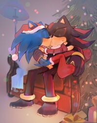 1cuntboy 2boys art_trade bell_collar black_fur blue_fur blush chest_tuft christmas christmas_clothing christmas_outfit christmas_present christmas_tree closed_eyes cuntboy eyes_closed jingle_bell kissing kissing_while_penetrated lamp pinklilim santa_hat shadow_the_hedgehog sitting_on_lap sonic_(series) sonic_the_hedgehog sonic_the_hedgehog_(series) sparkles stockings vagina wholesome yaoi