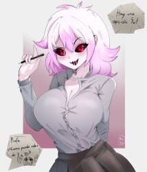 big_breasts big_thighs big_titties briar_(league_of_legends) clothing curvaceous curvaceous_female curvaceous_figure female female_focus female_only hatzuhatzu league_of_legends looking_at_viewer riot_games short_hair white_hair
