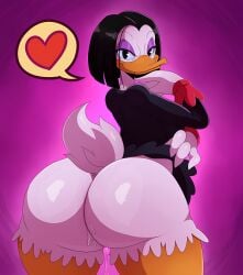 1female 1girl 1girls 2015 2015s absurd_res absurdres anatid anseriform anthro anthro_female anthrofied ass ass_focus avian avian_female avian_humanoid beak bedroom_eyes big_ass big_butt biped bird black_eyes black_hair black_shirt bodily_fluids bottomless butt butt_focus clothed clothing cum digital_art digital_drawing digital_drawing_(artwork) digital_media digital_media_(artwork) digital_painting digital_painting_(artwork) disney duck duck_girl duck_tail ducktales ducktales_(1987) eye_shadow eyeshadow feathers female female_anthro female_focus female_only fur furry furry_female furry_only genital_fluids hair half-closed_eyes heart heart_symbol hi_res looking_at_viewer looking_back looking_back_at_viewer magica_de_spell makeup narrowed_eyes presenting presenting_hindquarters purple_background pussy_juice seductive shirt short_black_hair short_hair short_tail solo solo_female solo_focus sssonic2 standing tail thick_thighs thighs topwear vaginal_fluids white_body white_feather white_feathers white_tail wide_hips