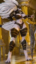 1girl 3d 3d_model 4_toes 4k absurd_res anthro armored_female armour armwear athletic_anthro athletic_female belly_button big_breasts big_hips black_nails breast_armor canid canine canis cleavage clenched_fist covered_breasts covered_eyes covered_pussy da.nilkaz_(modeler) digital_media_(artwork) dommy_mommy elden_ring female female_only fist_on_own_hip fromsoftware front_view furry gauntlets genderswap_(mtf) hair hand_on_hip hand_on_weapon handwear headwear helmet hi_res leg_armor legwear long_hair long_tail looking_away maliketh_the_black_blade mammal midriff midriff_showing muscular muscular_anthro muscular_arms muscular_female muscular_legs neck_armor provocative provocative_clothing provocative_outfit rinkov01 rule_63 sharp_fingernails shoulder_armor smirk solo solo_anthro solo_female standing sword tail_accessory tall_female thick_thighs underboob vambraces weapon white_body white_hair white_tail wolf wolf_girl